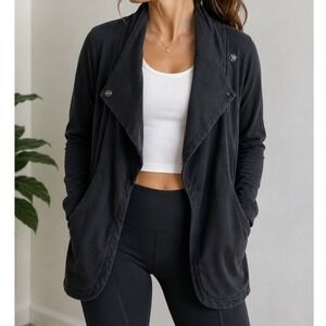 Lululemon That's A Wrap Size 6 Cardigan Sweater Faded Black Stretch French Terry